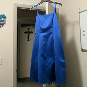 Royal blue silky cocktail dress